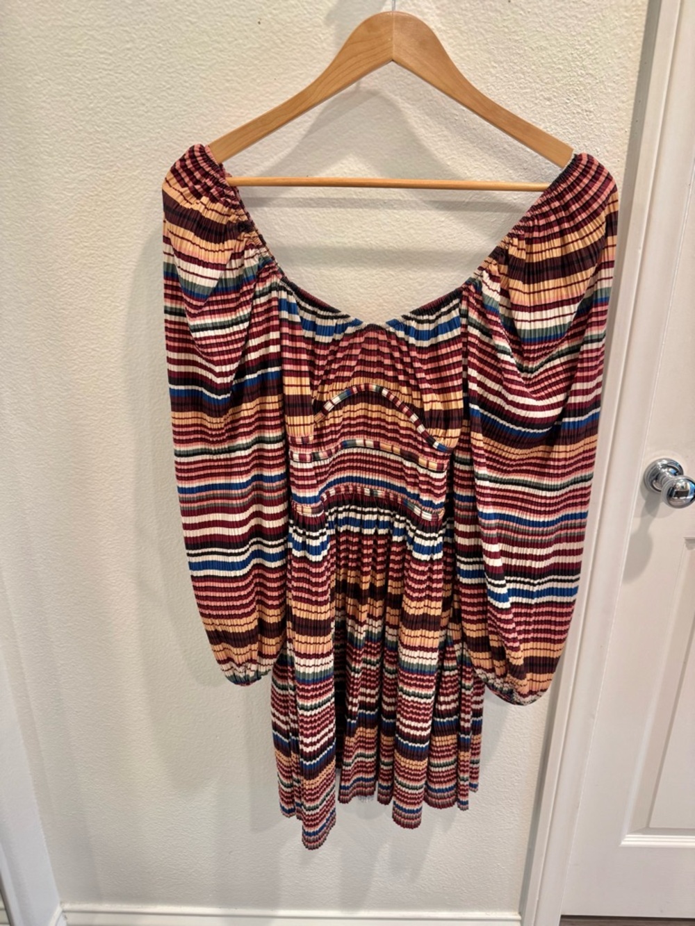 Stripe multicolor dress, Zara size large with balloon sleeves